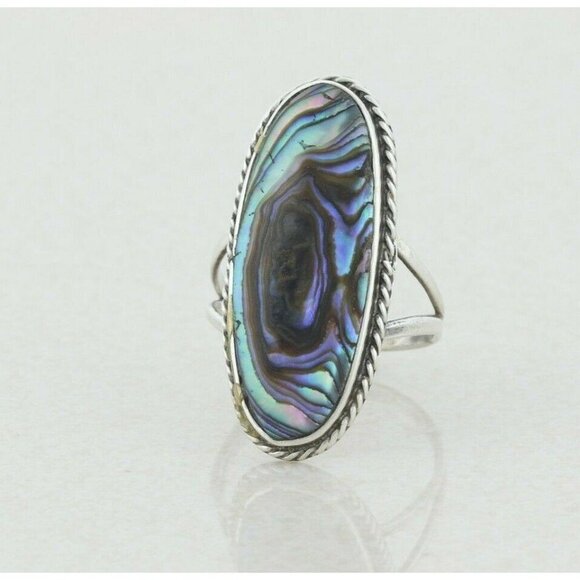 Sterling Silver Abalone Shell Ring Size 6 1/2 - Picture 5 of 6